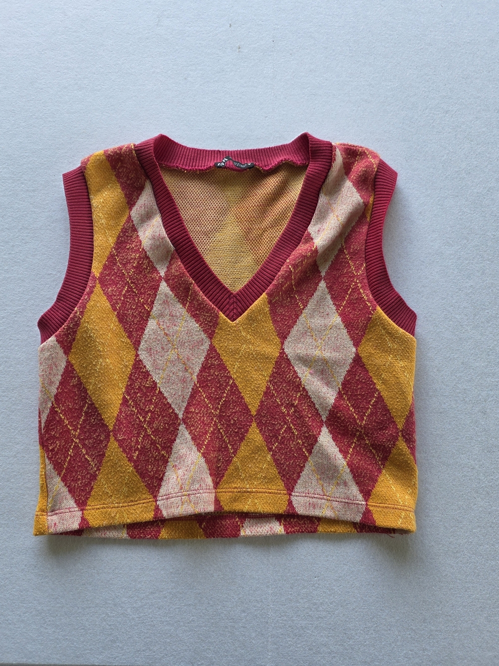 Zara Fuchsia and Mustard Colorblock Knit Vest